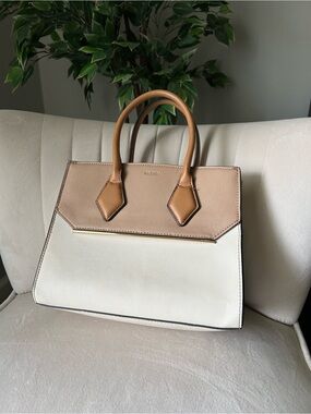ALDO Cream and Tan Colorblock Satchel